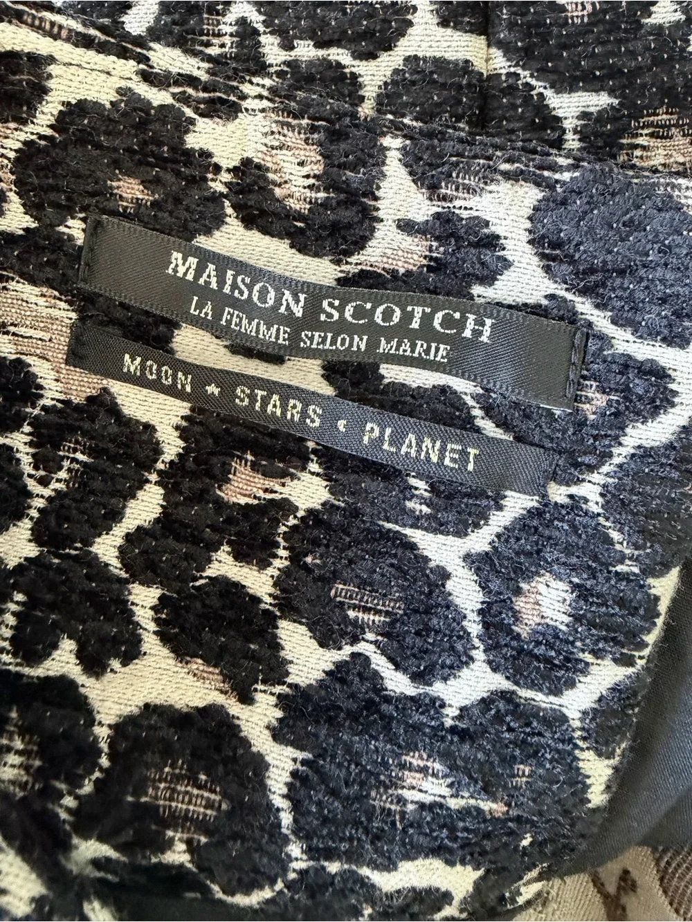 Scotch & Soda Black and White Leopard Brocade Skater Skirt Sz 1 M-17